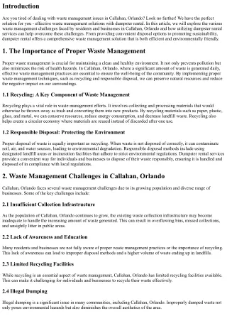 Helpful Squander Management Options in Callahan, Orlando with Dumpster Rental