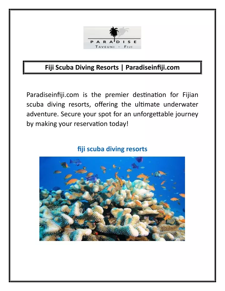 fiji scuba diving resorts paradiseinfiji com