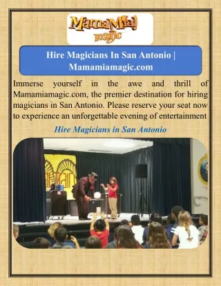 Hire Magicians In San Antonio   Mamamiamagic.com