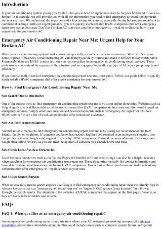 Emergency Air Conditioning Repair Near Me: Urgent Help for Your Broken AC