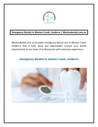 Emergency Dentist In Weston Creek, Canberra | Westondental.com.au