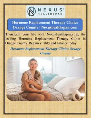 Hormone Replacement Therapy Clinics Orange County   Nexushealthspan.com