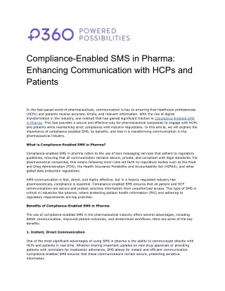 Compliance-Enabled SMS in Pharma