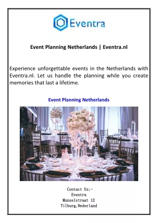 Event Planning Netherlands Eventra.nl