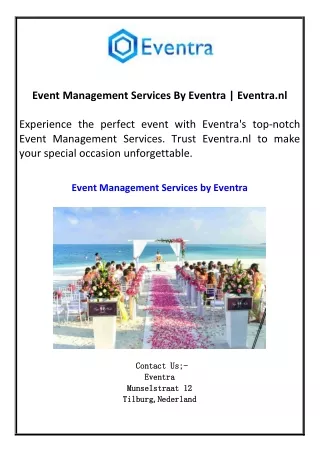 Event Management Services By Eventra  Eventra.nl