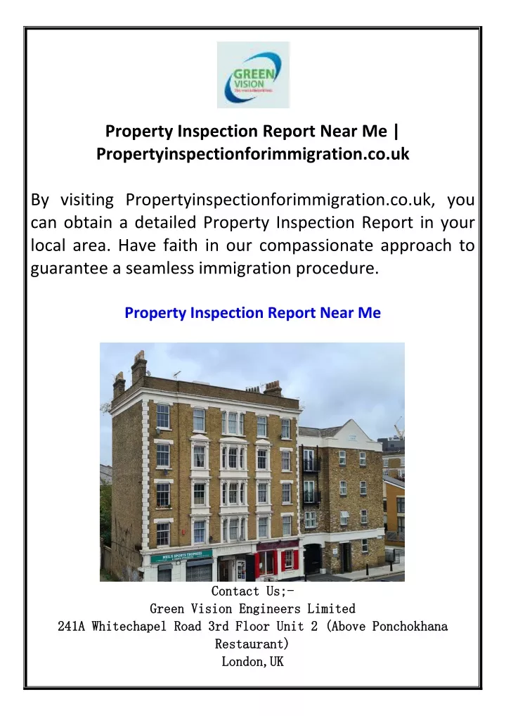 property inspection report near