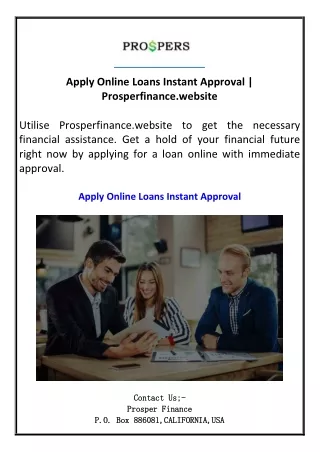Apply Online Loans Instant Approval  Prosperfinance.website