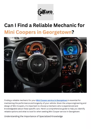 Can I Find a Reliable Mechanic for Mini Coopers in Georgetown