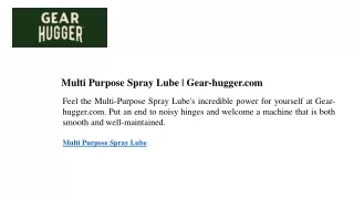 Multi Purpose Spray Lube Gear-hugger.com