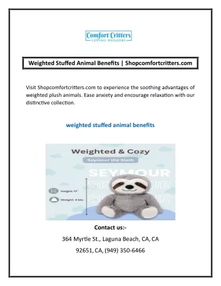 weighted stuffed animal benefits