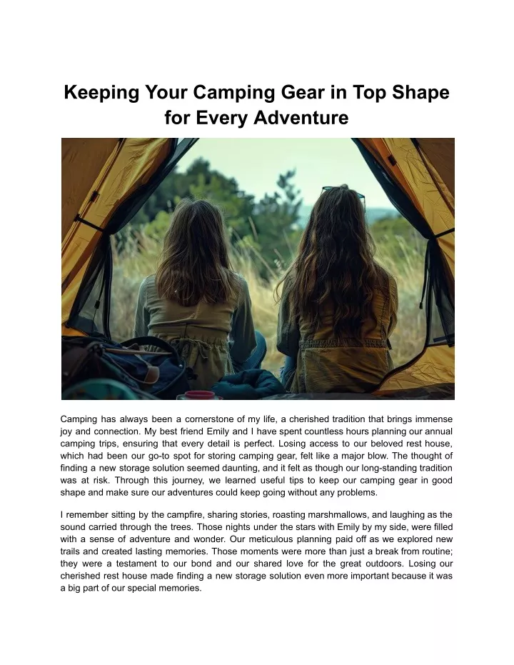 keeping your camping gear in top shape for every