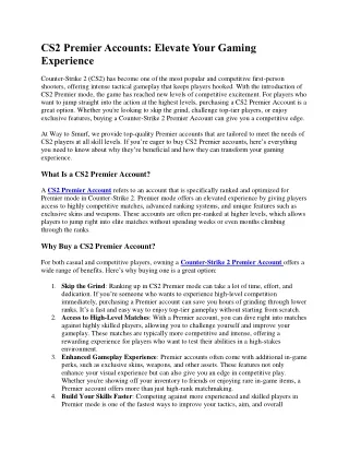 CS2 Premier Accounts Elevate Your Gaming Experience