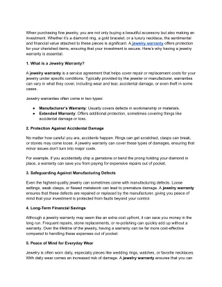 Why a Jewelry Warranty is Essential for Protecting Your Investment