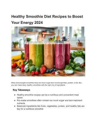 Healthy Smoothie Diet Recipes to Boost Your Energy 2024