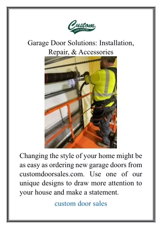 Garage Door Solutions Installation, Repair, & Accessories