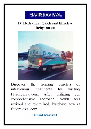 IV Hydration Quick and Effective Rehydration