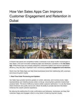 how van sales apps can improve customer