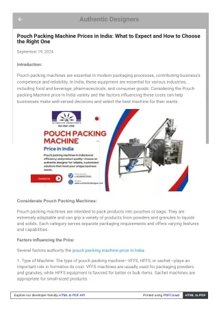 Comprehensive Guide to Pouch Packing Machines in India