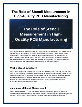 The Role of Stencil Measurement in High - VIEW