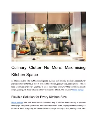 Culinary Clutter No More Maximising Kitchen Space