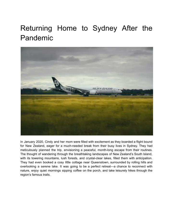 returning home to sydney after the pandemic