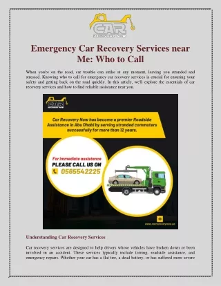 Emergency Car Recovery Services near Me Who to Call