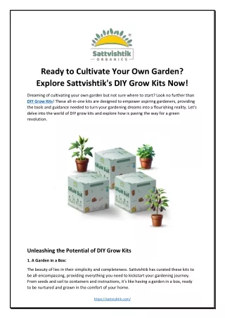 Ready to Cultivate Your Own Garden Explore Sattvishtik's DIY Grow Kits Now!