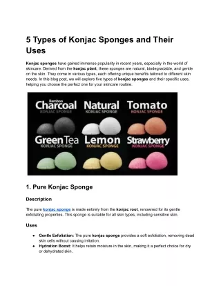 5 types of konjac sponges and their uses