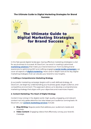 The Ultimate Guide to Digital Marketing Strategies for Brand Success