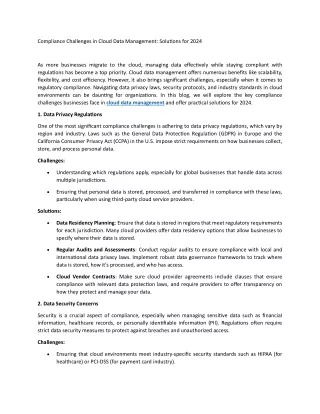 compliance challenges in cloud data management