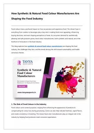How Synthetic & Natural Food Colour Manufacturers Are Shaping the Food Industry