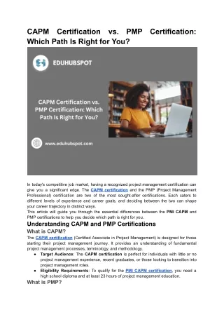 CAPM Certification vs. PMP Certification Which Path Is Right for You