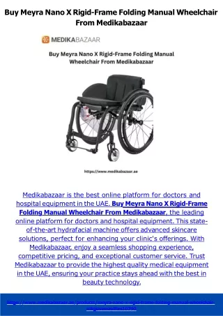 Buy Meyra Nano X Folding Manual Wheelchair and Comen Defibrillator Monitor S5 in UAE