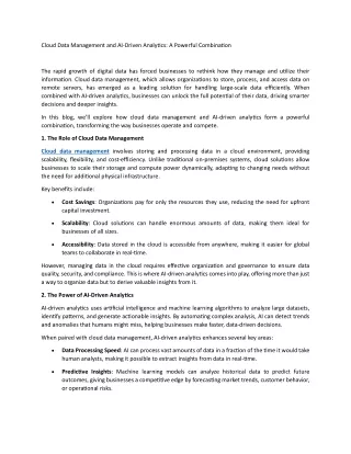 cloud data management and ai driven analytics