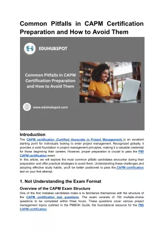 Common Pitfalls in CAPM Certification Preparation and How to Avoid Them