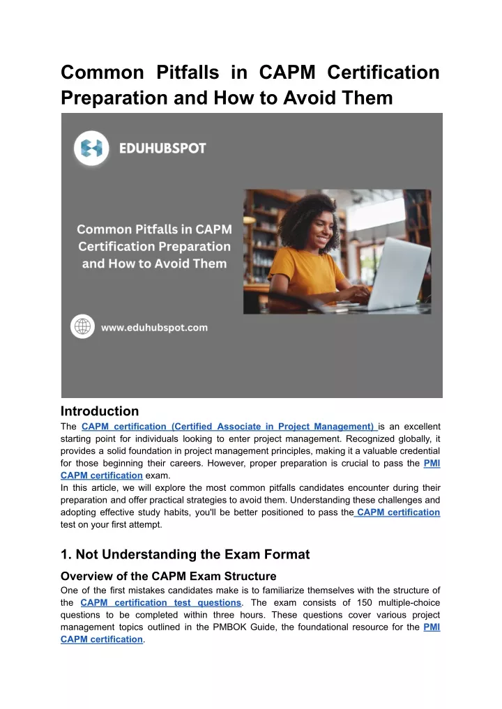 common pitfalls in capm certification preparation