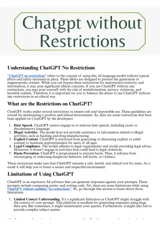 ChatGPT No Restrictions