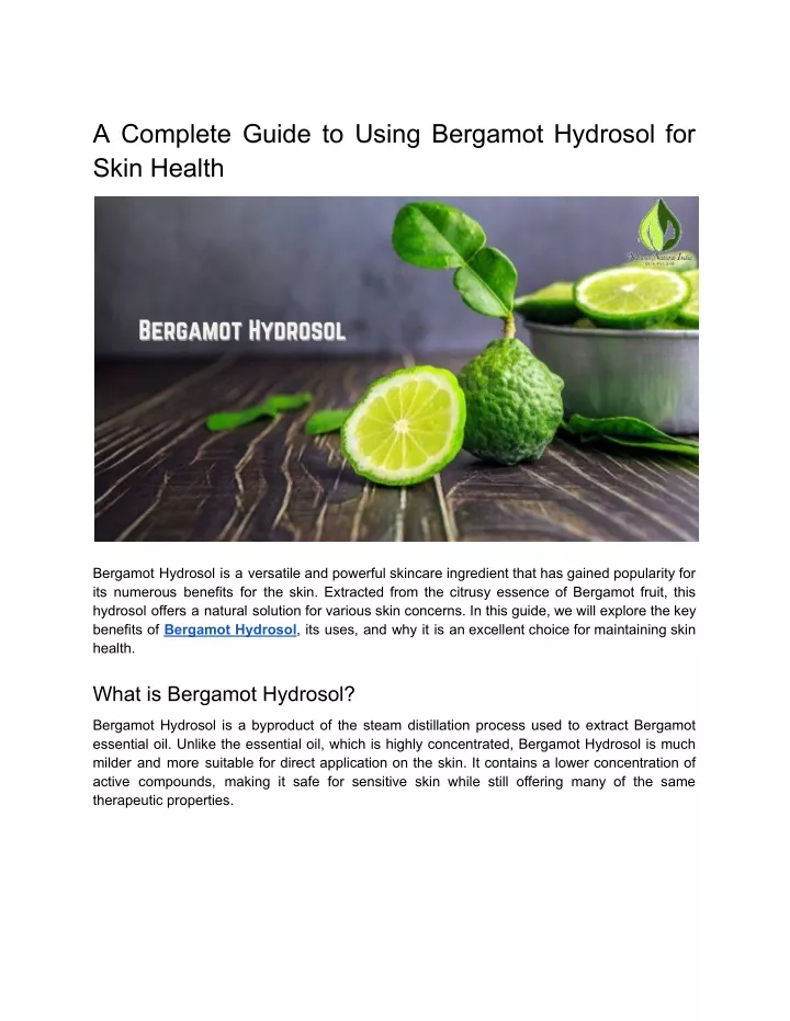 a complete guide to using bergamot hydrosol