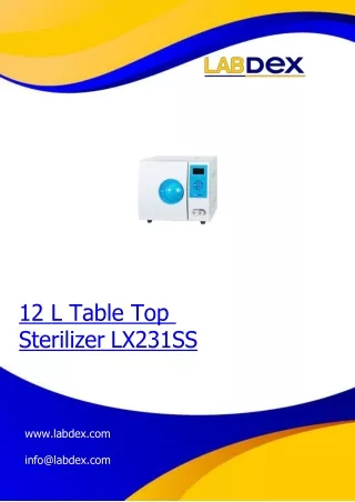 12 l table top sterilizer lx231ss www labdex com