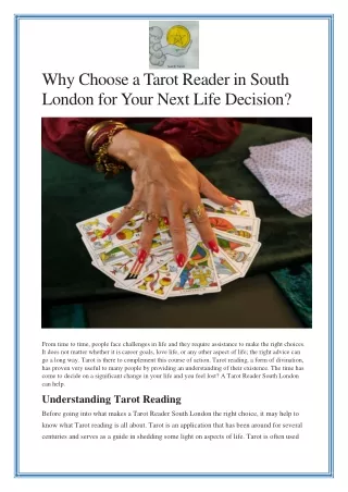 Why Choose a Tarot Reader in South London for Your Next Life Decision?