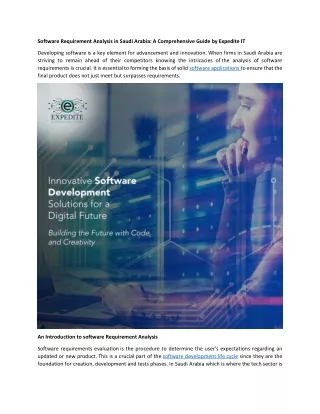 Software Requirement Analysis in Saudi Arabia