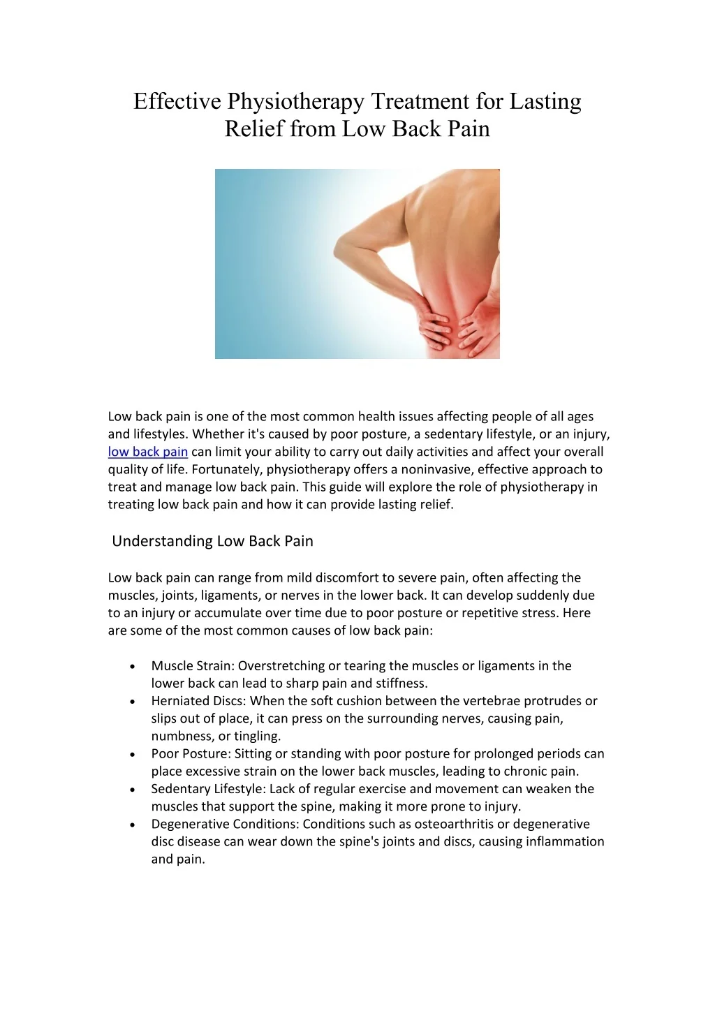 PPT - Effective Physiotherapy Treatment for Lasting Relief from Low ...