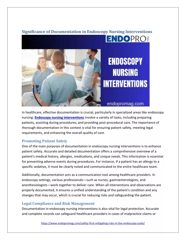 significance of documentation in endoscopy