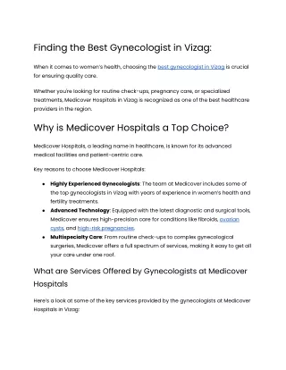 Finding the Best Gynecologist in Vizag
