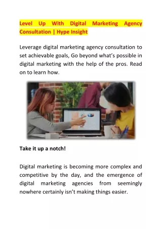 Digital Marketing Agency Consultation