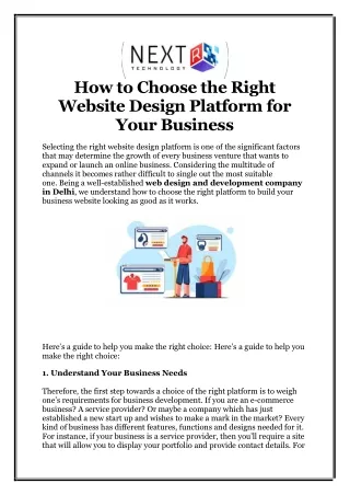How to Choose the Right Website Design Platform for Your Business | Nextr Techno