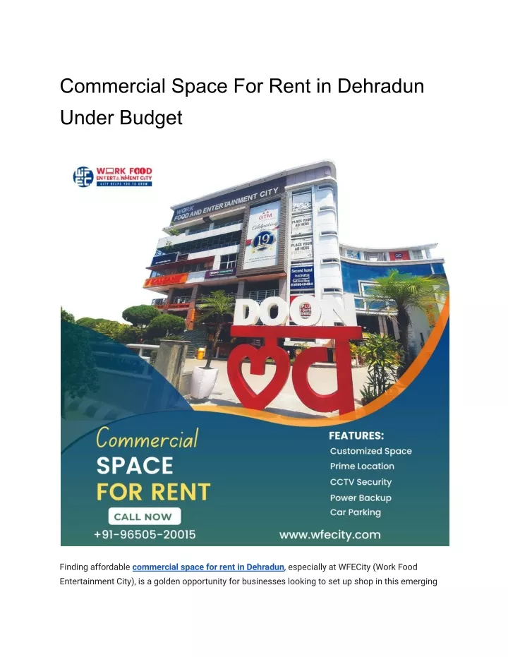 commercial space for rent in dehradun under budget