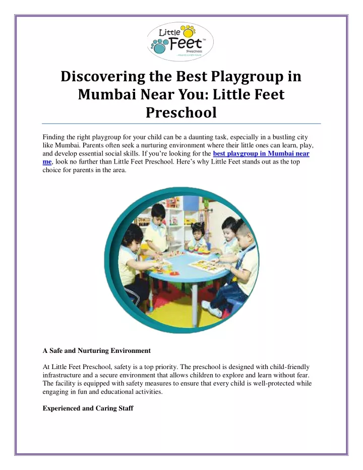 discovering the best playgroup in mumbai near