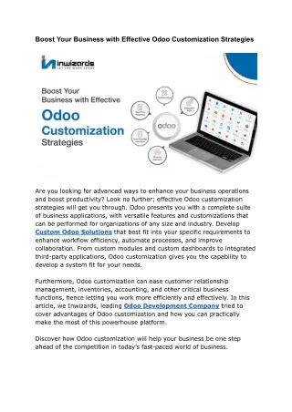 Boost Your Business with Effective Odoo Customization Strategies