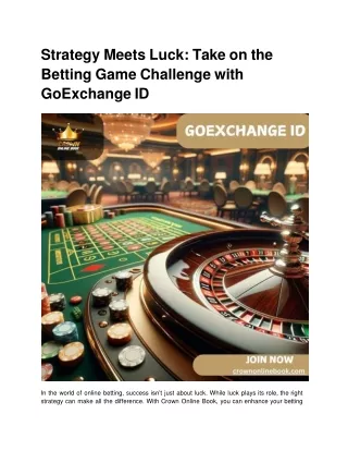 strategy meets luck take on the betting game challenge with goexchange id
